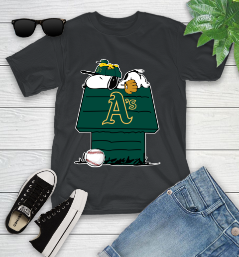 MLB Oakland Athletics Snoopy Woodstock The Peanuts Movie Baseball T Shirt Youth T-Shirt 2