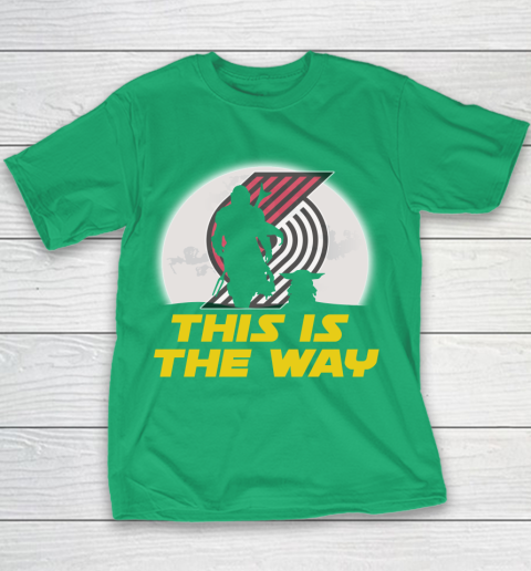 Portland Trail Blazers NBA Basketball Star Wars Yoda And Mandalorian This Is The Way Youth T-Shirt 3