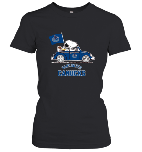 Snoopy And Woodstock Ride The Vaucouver Canucks Car NHL Women's T-Shirt