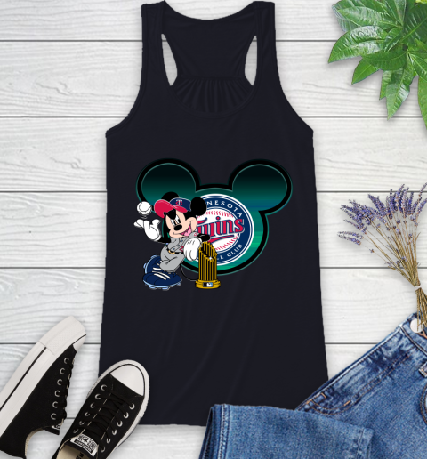 MLB Minnesota Twins The Commissioner's Trophy Mickey Mouse Disney Racerback Tank 10
