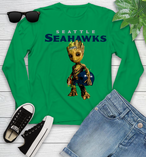 Seattle Seahawks NFL Football Groot Marvel Guardians Of The Galaxy Youth Long Sleeve 6