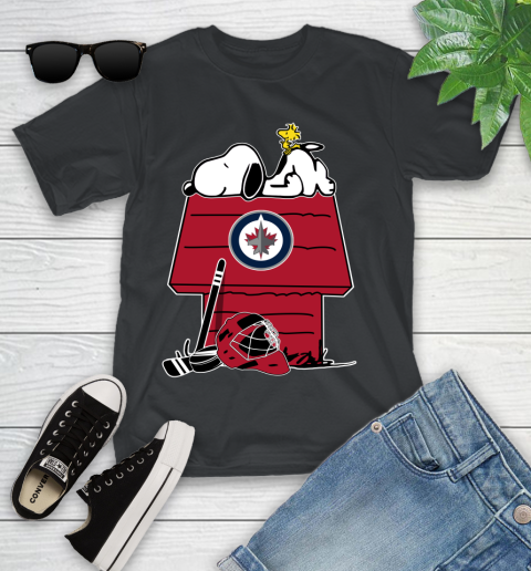 Winnipeg Jets NHL Hockey Snoopy Woodstock The Peanuts Movie Youth T-Shirt 2