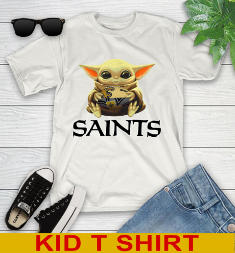 NFL Football New Orleans Saints Baby Yoda Star Wars Shirt Youth T-Shirt