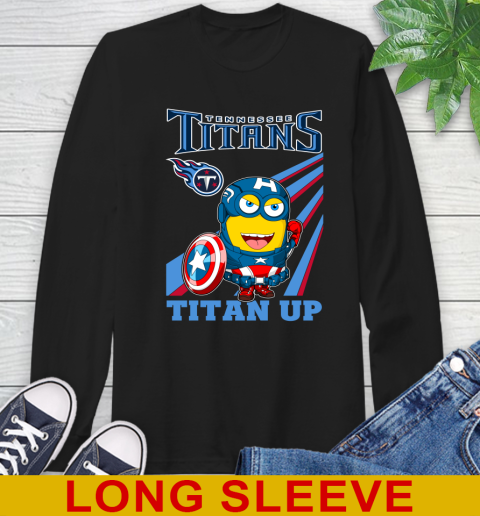 NFL Football Tennessee Titans Captain America Marvel Avengers Minion Titan Up Shirt Long Sleeve T-Shirt