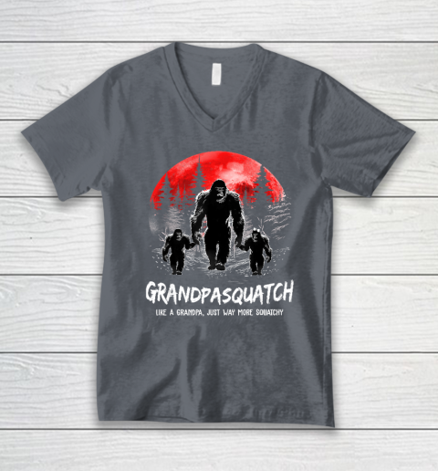 Grandpa Squatch Like A Grandpa Just Way More Squatchy Funny V-Neck T-Shirt 3