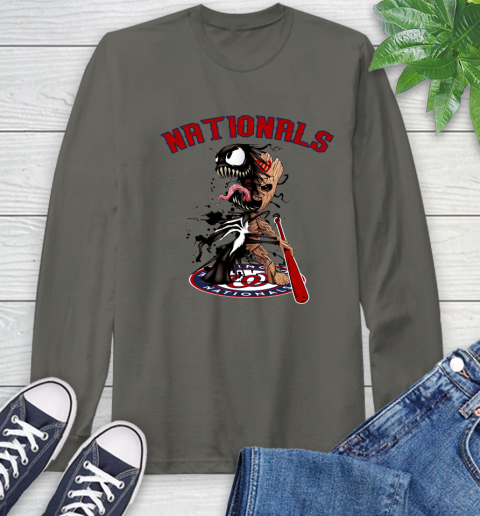 MLB Washington Nationals Baseball Venom Groot Guardians Of The Galaxy Long Sleeve T-Shirt 8