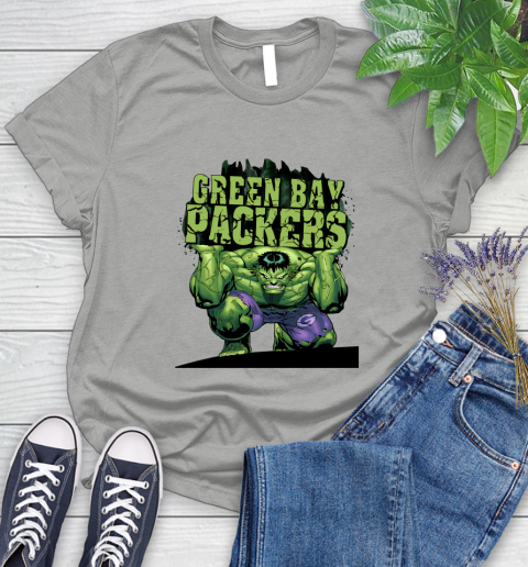 Green Bay Packers NFL Football Incredible Hulk Marvel Avengers Sports Women's T-Shirt 10