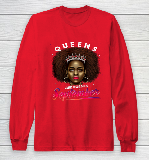 Queens Born September Shirt Black Girl Virgo Libra Birthday Long Sleeve T-Shirt 7