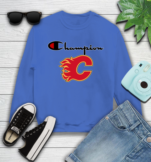 NHL Hockey Calgary Flames Champion Shirt Youth Sweatshirt 4