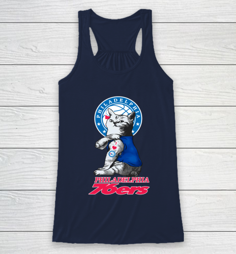 NBA Basketball My Cat Loves Philadelphia 76ers Racerback Tank 8