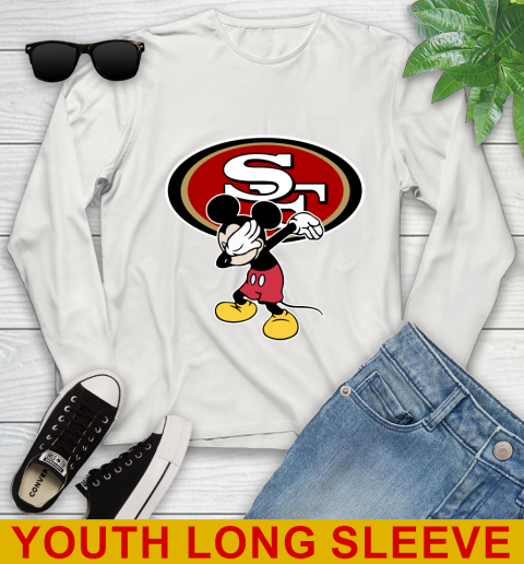 San Francisco 49ers NFL Football Dabbing Mickey Disney Sports Youth Long Sleeve 12