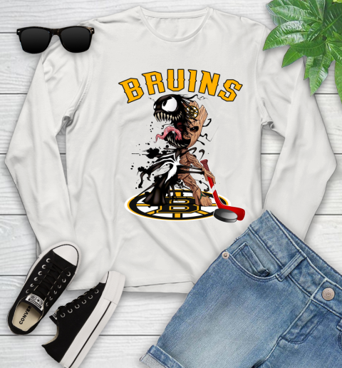 NHL Boston Bruins Hockey Venom Groot Guardians Of The Galaxy Youth Long Sleeve 12