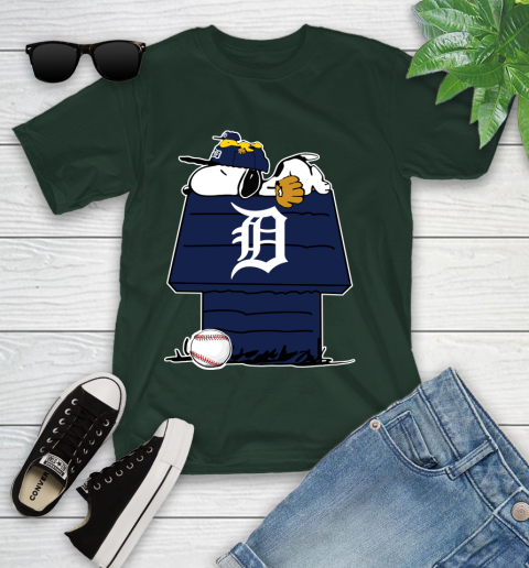 MLB Detroit Tigers Snoopy Woodstock The Peanuts Movie Baseball T Shirt Youth T-Shirt 5