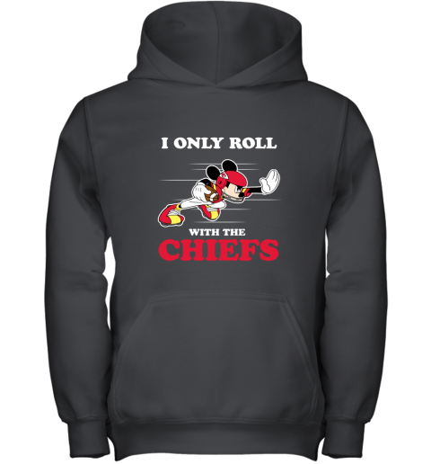 NFL Mickey Mouse I Only Roll With Kansas City Chiefs Youth Hoodie