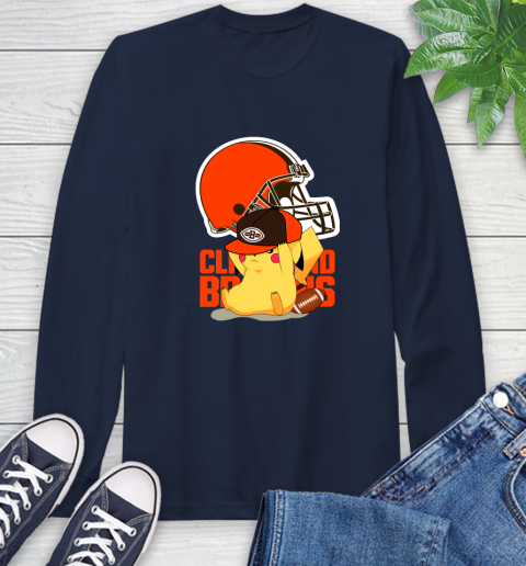 NFL Pikachu Football Sports Cleveland Browns Long Sleeve T-Shirt 4