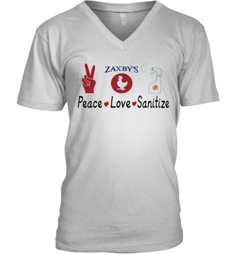 Zaxby'S Peace Love Sanitize V-Neck T-Shirt