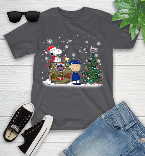 MLB New York Mets Snoopy Charlie Brown Christmas Baseball Commissioner's Trophy Youth T-Shirt 6