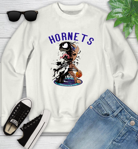 NBA Charlotte Hornets Basketball Venom Groot Guardians Of The Galaxy Youth Sweatshirt