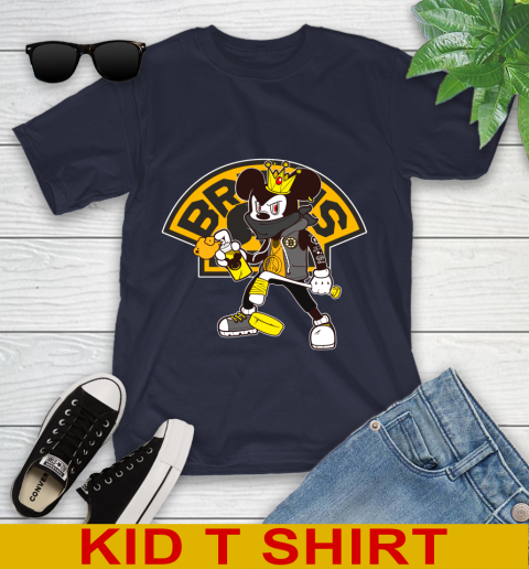 Boston Bruins NHL Hockey Mickey Peace Sign Sports Youth T-Shirt 3