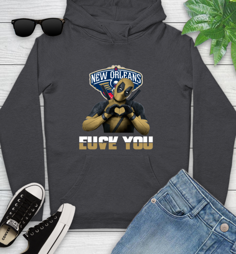 NBA New Orleans Pelicans Deadpool Love You Fuck You Basketball Sports Youth Hoodie 8