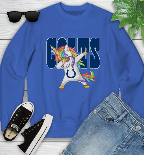 Indianapolis Colts NFL Football Funny Unicorn Dabbing Sports Youth Sweatshirt 8