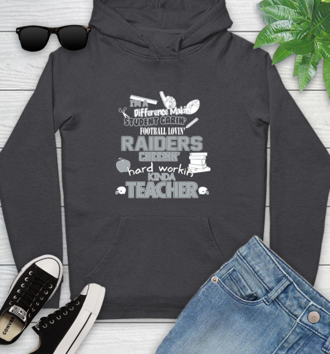 Oakland Raiders NFL I'm A Difference Making Student Caring Football Loving Kinda Teacher Youth Hoodie 8