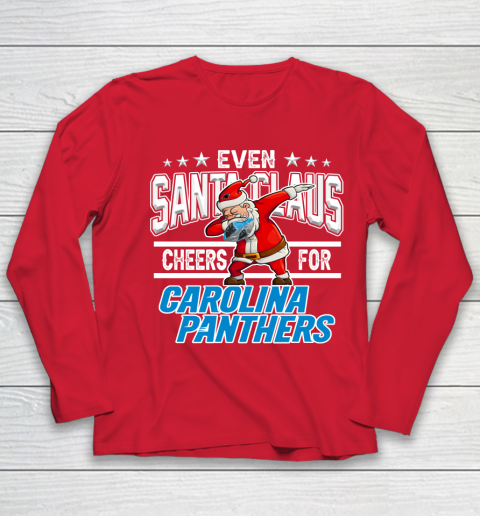 Carolina Panthers Even Santa Claus Cheers For Christmas NFL Youth Long Sleeve 8