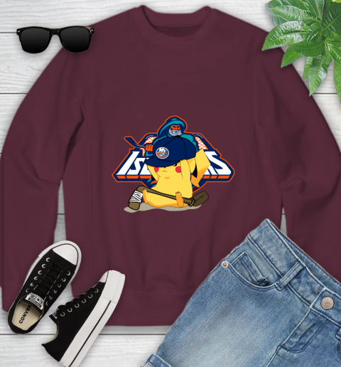 NHL Pikachu Hockey Sports New York Islanders Youth Sweatshirt 5