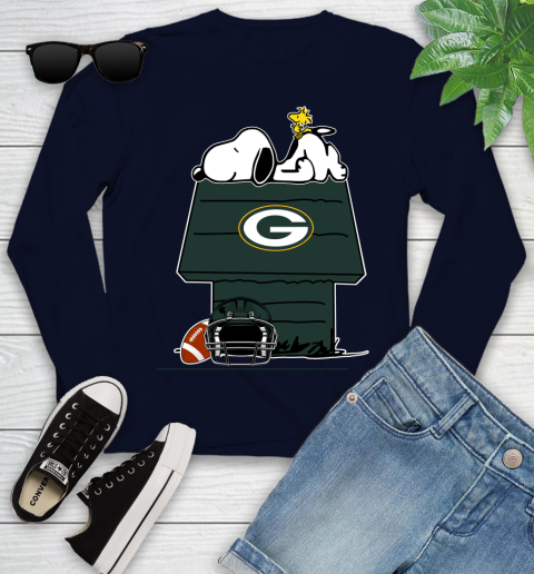 Green Bay Packers NFL Football Snoopy Woodstock The Peanuts Movie Youth Long Sleeve 3