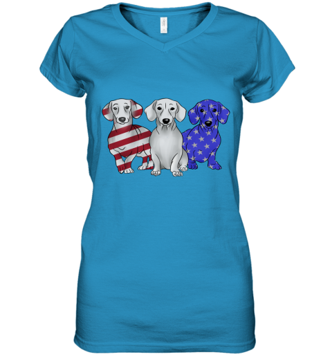 Dachshund American Flag Women's V-Neck T-Shirt