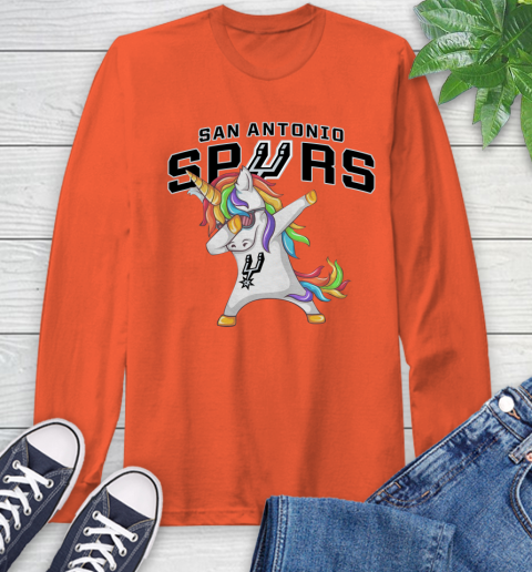 San Antonio Spurs NBA Basketball Funny Unicorn Dabbing Sports Long Sleeve T-Shirt 5