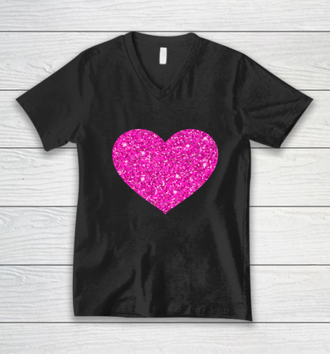 Pink Valentine Heart Love Fun Husband Wife V-Neck T-Shirt