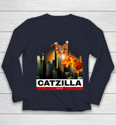 CATZILLA  Funny Kitty Tshirt for Cat lovers to Halloween Youth Long Sleeve 2