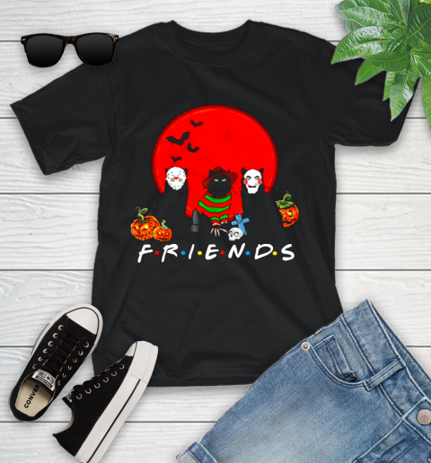 Halloween black cat mashup horror movies characters friends Youth T-Shirt