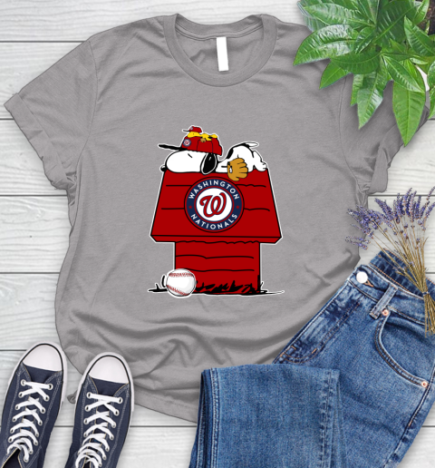 MLB Washington Nationals Snoopy Woodstock The Peanuts Movie Baseball T Shirt_000 Women's T-Shirt 5
