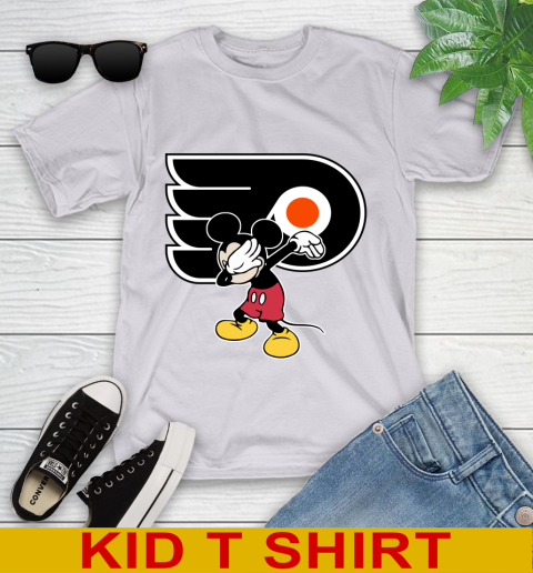 Philadelphia Flyers NHL Hockey Dabbing Mickey Disney Sports Youth T-Shirt 5