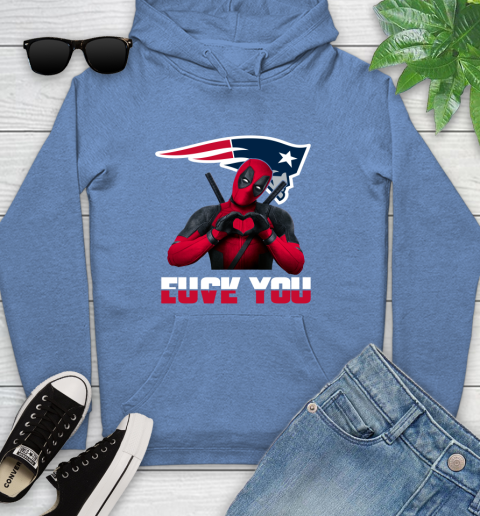 NHL New England Patriots Deadpool Love You Fuck You Football Sports Youth Hoodie 13