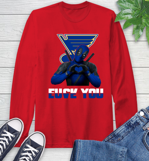NHL St.Louis Blues Deadpool Love You Fuck You Hockey Sports Long Sleeve T-Shirt 23