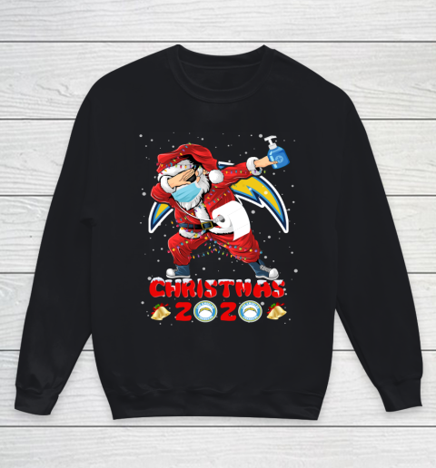 Los Angeles Chargers Funny Santa Claus Dabbing Christmas 2020 NFL Youth Sweatshirt