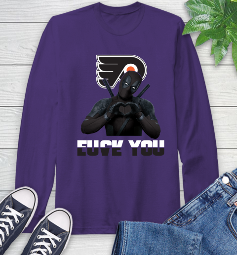 NHL Philadelphia Flyers Deadpool Love You Fuck You Hockey Sports Long Sleeve T-Shirt 5