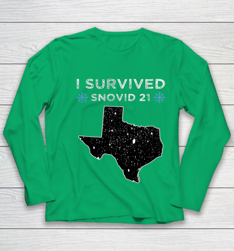 I Survived Winter Snow Storm 2021 Icy Freezing Weather Youth Long Sleeve 4