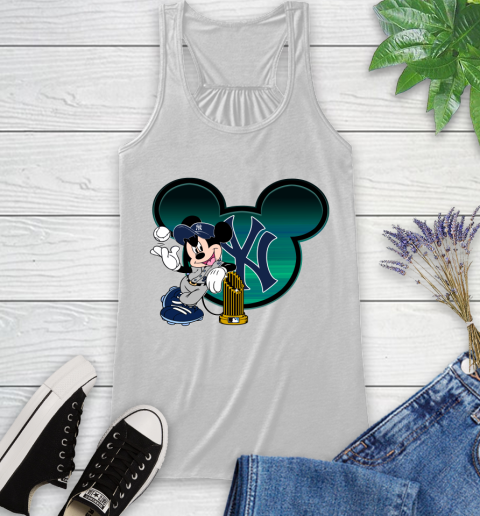 MLB New York Yankees The Commissioner's Trophy Mickey Mouse Disney Racerback Tank