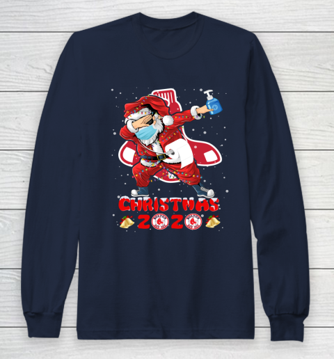 Boston Red Sox Funny Santa Claus Dabbing Christmas 2020 MLB Long Sleeve T-Shirt 2