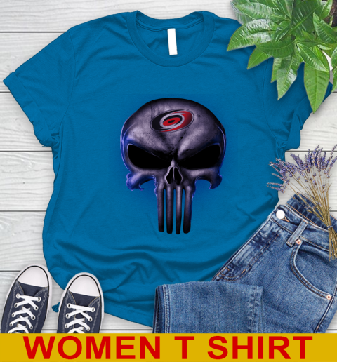 Carolina Hurricanes NHL Hockey Punisher Skull Sports Women's T-Shirt 8