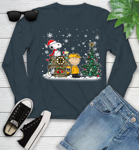 NHL Boston Bruins Snoopy Charlie Brown Woodstock Christmas Stanley Cup Hockey Youth Long Sleeve 9