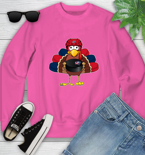 Columbus Blue Jackets Turkey Thanksgiving Day Youth Sweatshirt 7