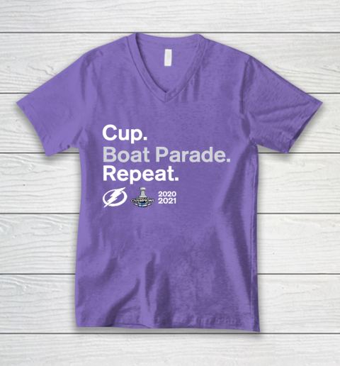 Cup Boat Parade Repeat Tampa bay Lightnings Stanley Hockey 2021 V-Neck T-Shirt 8