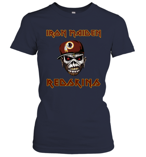 NFL Washington Redskins Iron Maiden Rock Band Music Football Sports yuSGy4kyMTO ladies t shirt 20 95 151514 front navy