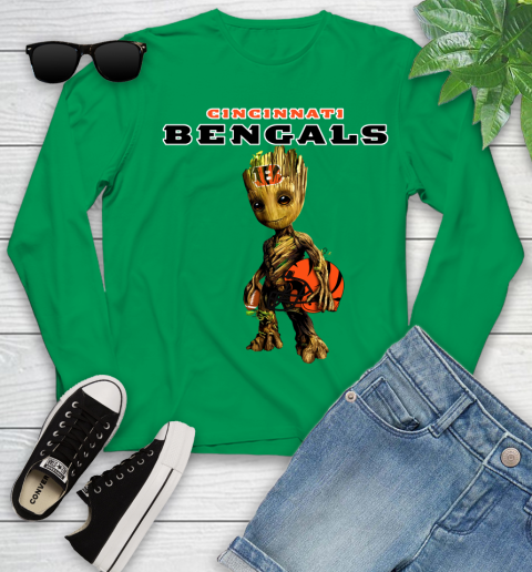 Cincinnati Bengals NFL Football Groot Marvel Guardians Of The Galaxy Youth Long Sleeve 6