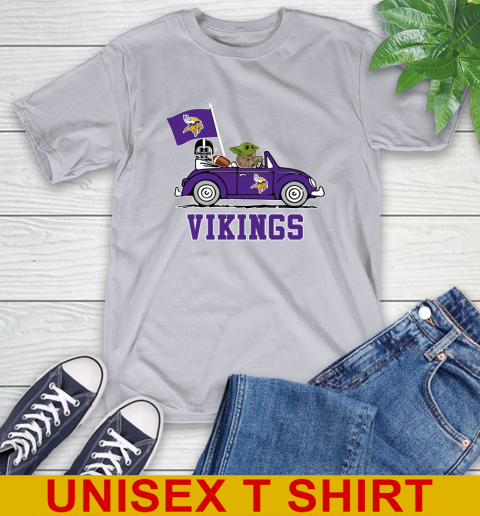 NFL Football Minnesota Vikings Darth Vader Baby Yoda Driving Star Wars Shirt T-Shirt 6
